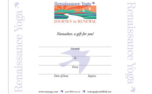 Renaissance Yoga Gift Certificate - Buy one online 